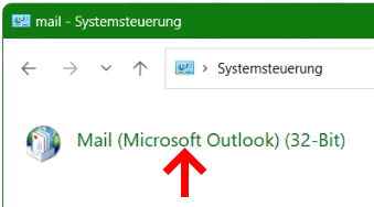 Mail in der Systemsteuerung